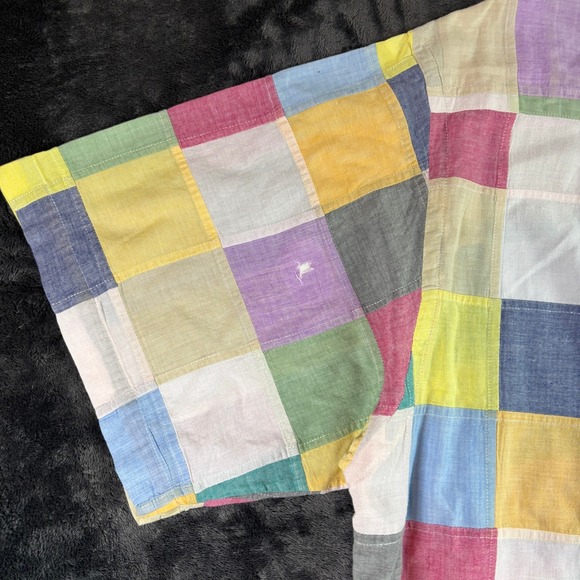 Vtg Orvis Mens XL‎ Patchwork Quilted Short Sleeve Button Up Shirt 100% Cotton - Picture 7 of 11